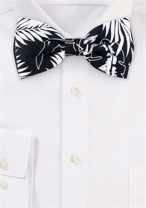 Tropical Leaf Bow Tie | Black and White Palm Print Bow Tie in Cotton ...