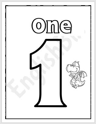 Number 1 Coloring Page for Kids - EnglishBix