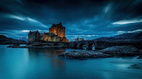 HD wallpaper: eilean donan castle, sky, water, darkness, cloud, landscape | Wallpaper Flare