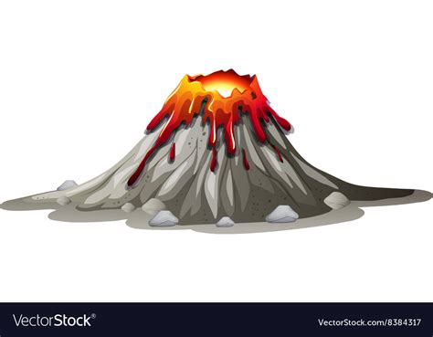 Volcano eruption with hot lava Royalty Free Vector Image