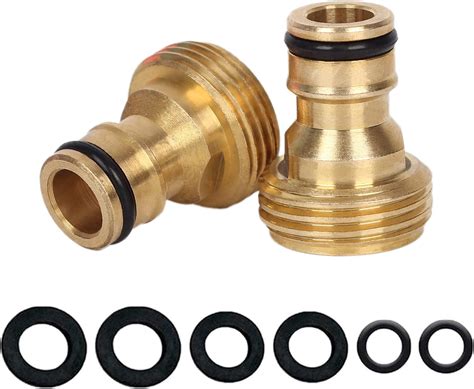 2 Pack Brass Garden Hose Tap Connector,3/4 inch Brass Male Threaded Tap Connector for Hose Pipe ...