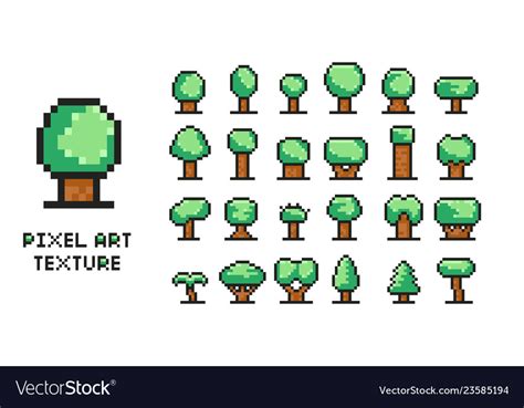 Pixel art set - 8 bit green Royalty Free Vector Image