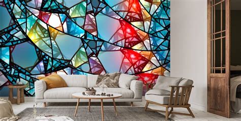 Glowing Stained Glass Wall Mural | Wallsauce US