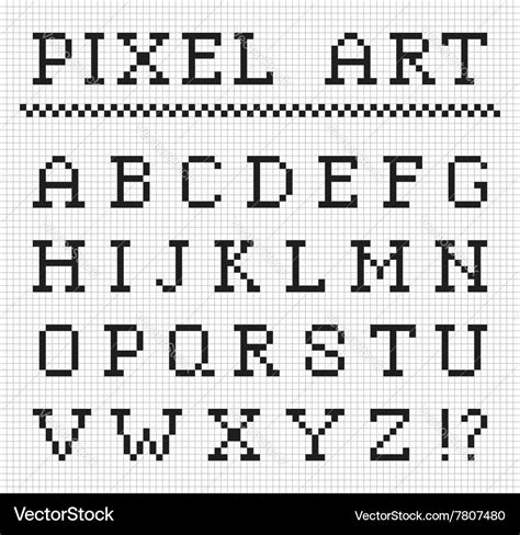 Pixel font set of letters Royalty Free Vector Image