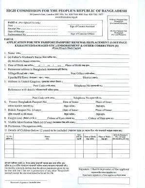 Bangladesh Passport Renewal Application Form - Fill and Sign Printable Template Online