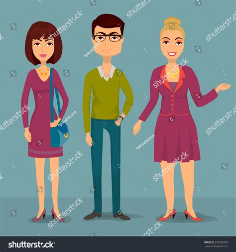 Cute Cartoon Illustration Three People Various Stock Vector (Royalty Free) 327536309 | Shutterstock