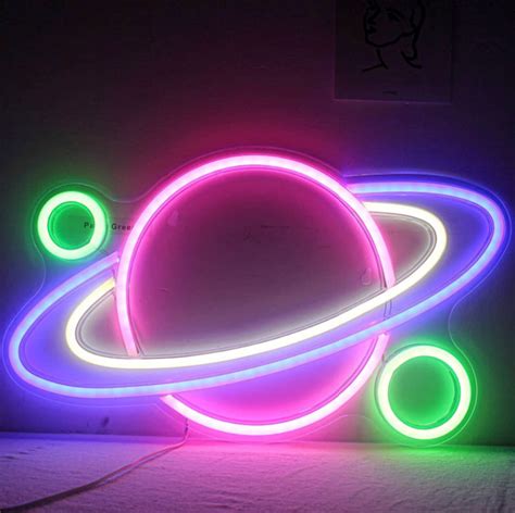 Planet Galaxy Neon Signs UFO LED Neon Lights Art Wall | Etsy