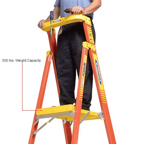 Werner 8' Type 1A Fiberglass Podium Ladder - PD6208 | 640774 - GLOBALindustrial.com