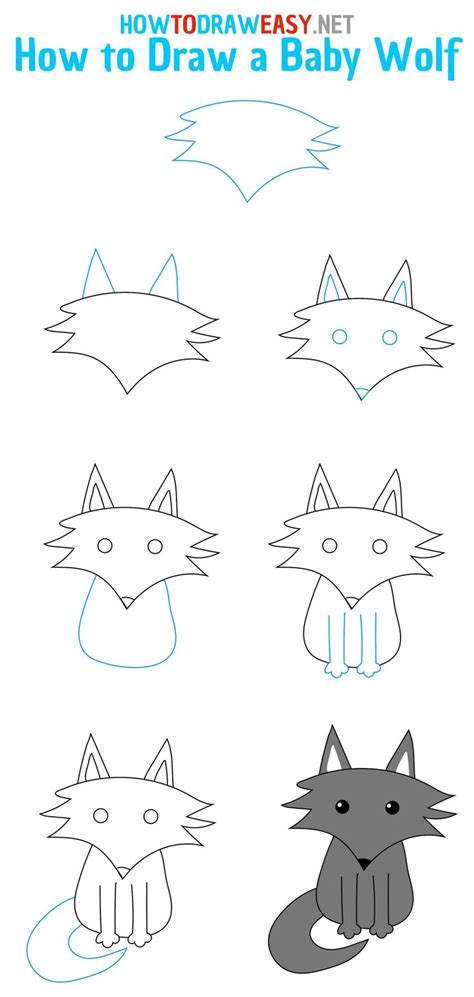 how to draw a baby wolf with easy steps and pictures for kids - step by step instructions