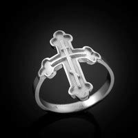 White Gold Russian Orthodox Cross Ring