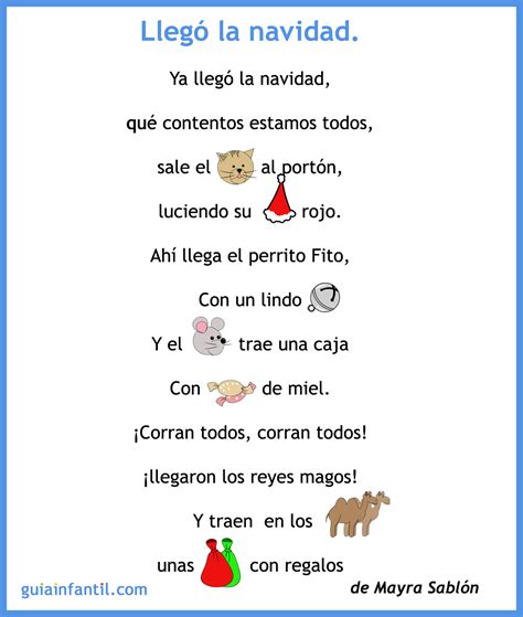 Llegó la Navidad. Poema corto con pictogramas navideños para niños