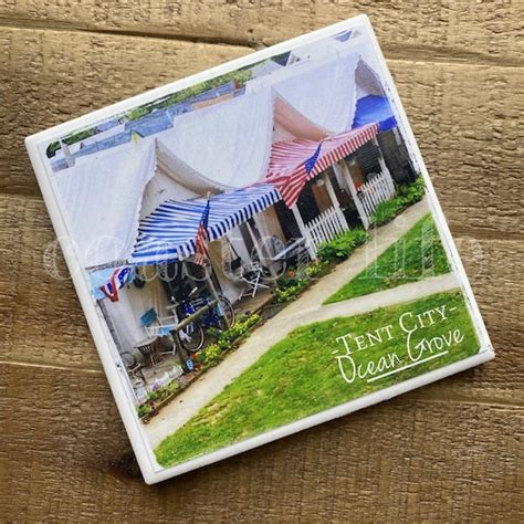 Ocean Grove: Tent City Tile Coaster - Etsy