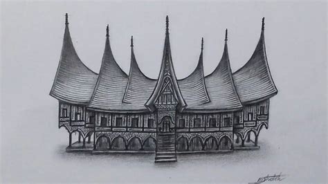 Sketsa Rumah Adat Melayu