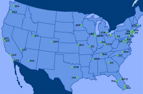 Map of USA with the Major US Airports - Nations Online Project