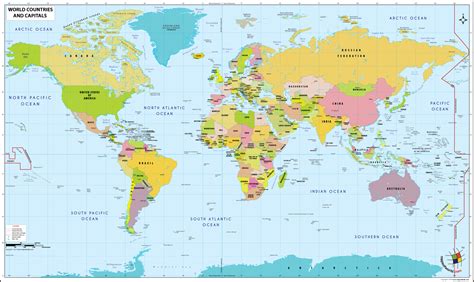 Printable Blank World Map with Countries & Capitals [PDF]