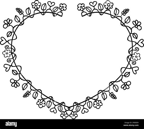 vector drawing flowers heart shape border frame card design background Stock Vector Image & Art ...