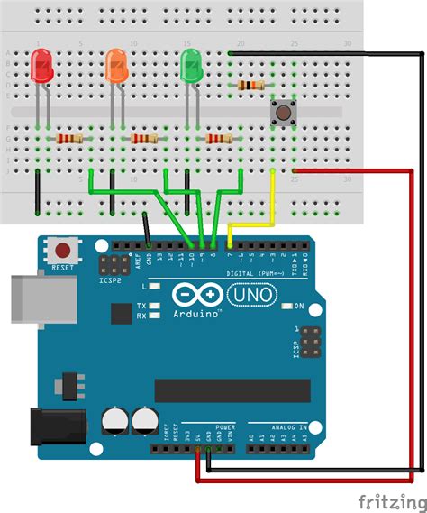 Arduino Project: Control 3 LED with Push Button