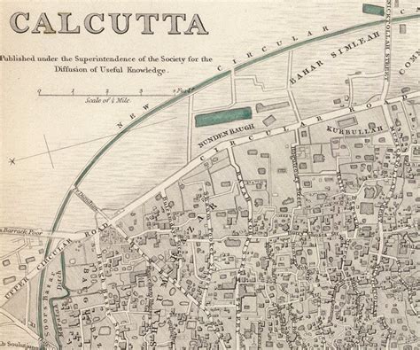 Old Map of Calcutta Kolkata, India 1842 Antique Vintage - VINTAGE MAPS AND PRINTS