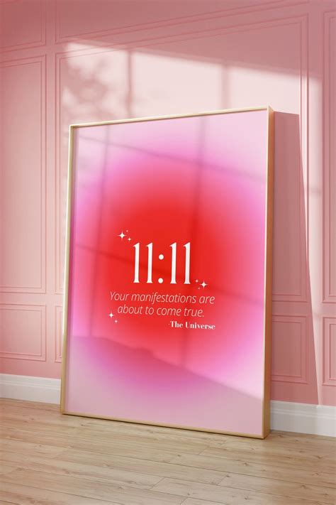 Angel Number 1111 Poster, Spiritual Wall Art Aura Gradient Manifestation Print, Y2K Girly ...