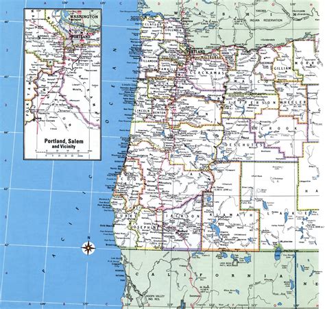 Oregon map with counties. Free printable map of Oregon counties and cities