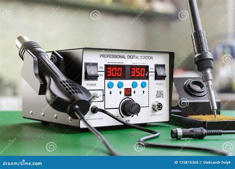 Soldering Iron Digital Station on the Workplace. 3d Render Stock Illustration - Illustration of ...