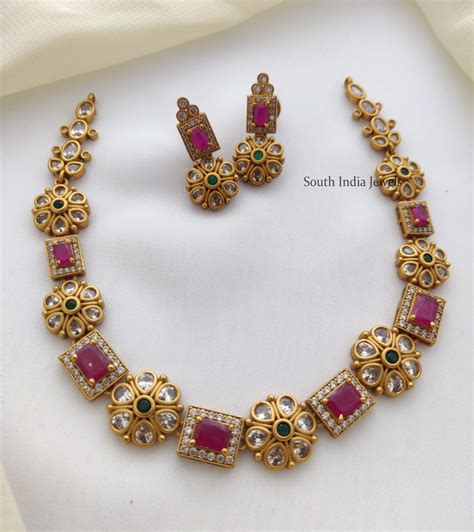 Exquisite Ruby Stone Necklace - South India Jewels