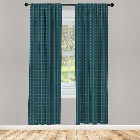 Teal and Yellow Curtains 2 Panels Set, Pattern with Vertical Abstract Ornaments Rhombus Forms ...