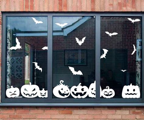 Halloween Window Decals Halloween Pumpkins and Bat Window - Etsy | Halloween window decorations ...