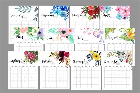 Monthly Calendar Printable 2020 Free Design | Images and Photos finder