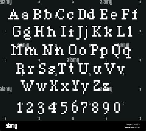 Pixel alphabet letters and punctuation marks. Modern stylish font or ...