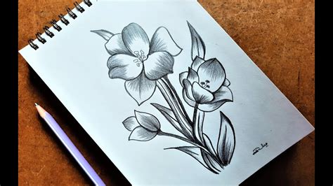 Easy floral drawing with pencil shading| How to draw floral drawing ...