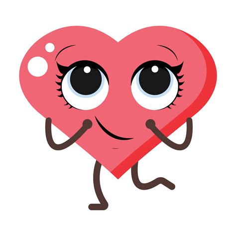 Cartoon heart character. Cute love symbols with face 17157165 Vector Art at Vecteezy