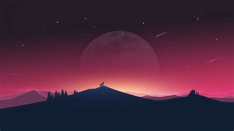 HD wallpaper: Moon, Minimal, Wolf howling, Silhouette, 4K | Wallpaper Flare