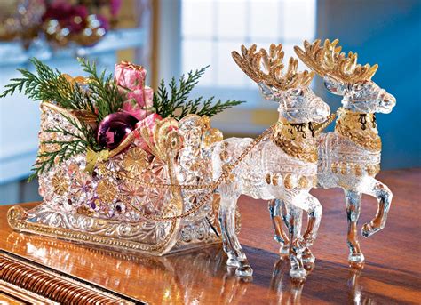 Crystal Reindeer & Sleigh Holiday Centerpiece | Christmas