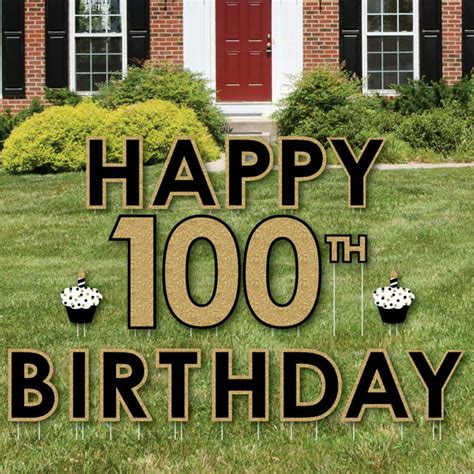 Adult 100th Birthday - Gold - Yard Sign Outdoor Lawn Decorations - Happy Birthday Yard Signs ...