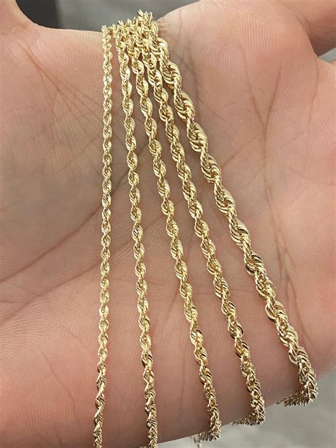 Real 10K Gold Rope Chain Gold Rope Necklace 1.5mm 2mm 3mm 16in | Etsy