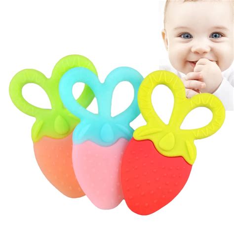 3D Pure Silicone Fruit Teether Biting Toy Gutta Pertscha Original Teething Smart Grip BPA Free ...