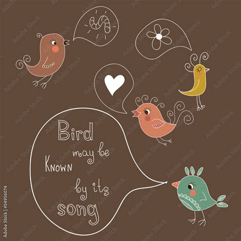 Funny set with cute birds. What bird sings? Eps 10 Stock Vector | Adobe ...