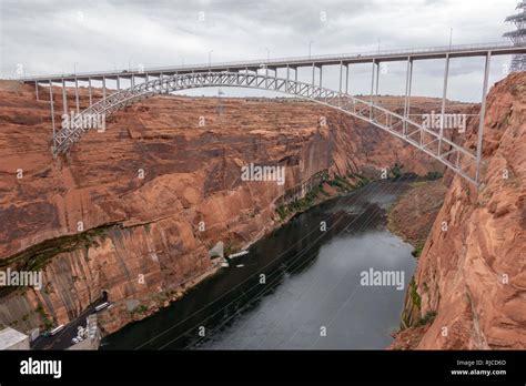 Glen Canyon Bridge (Glen Canyon Dam Bridge) carrying U.S. Route 89 over the Colorado River ...