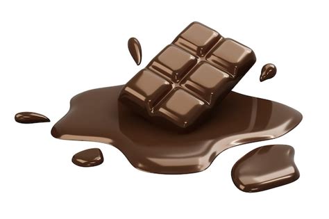 Premium Photo | 3D Rendering of melting chocolate bar isolated on white background for ...