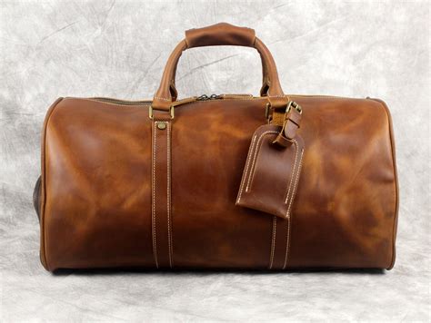 20 Leather Duffel Bag Personalized Leather Travel Bag - Etsy