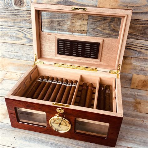 Mantello Cigar Humidor Cigar Boxes For 15-25 Cigars- Small Cigar Humidor With Cherry Finish ...