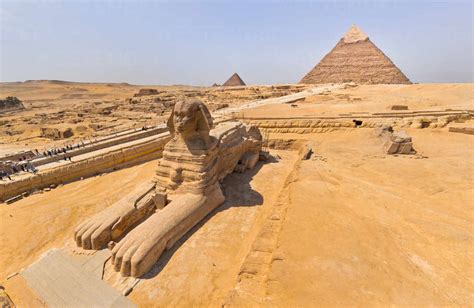 Aerial view of the Great Sphinx of Giza in Egypt stock photo