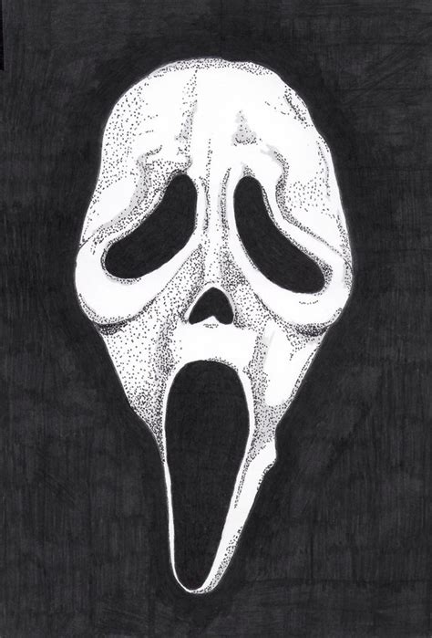 Items similar to Scream/Ghostface Mask pen/ink drawing on Etsy