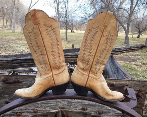 Vintage Tan Leather Cowboy Boots Women Size 6B Panhandle Slim Cowgirl Boots, Western Boots for Women