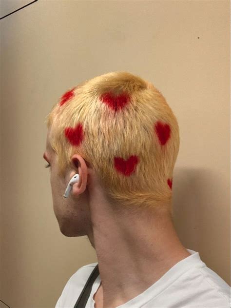 Bleached Shaved Hair Buzz Cut with Hearts ️