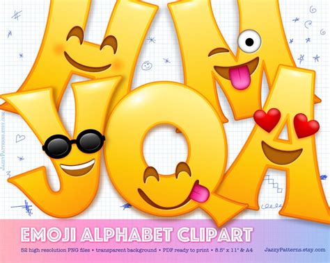 Emoji alphabet clipart font smiling face letters for party | Etsy ...