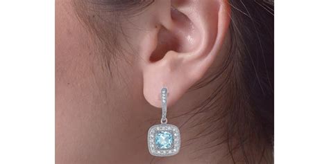 Blue Topaz Earrings Silver 2 CT