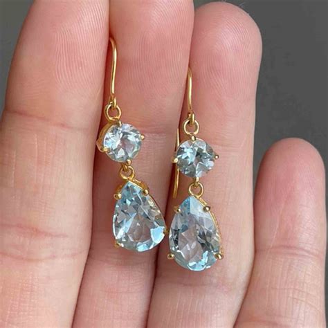 Vintage Gold Blue Topaz Drop Earrings – Boylerpf