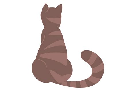 Striped Cat Sitting Back View. Cute Pet Graphic by smartstartstocker · Creative Fabrica